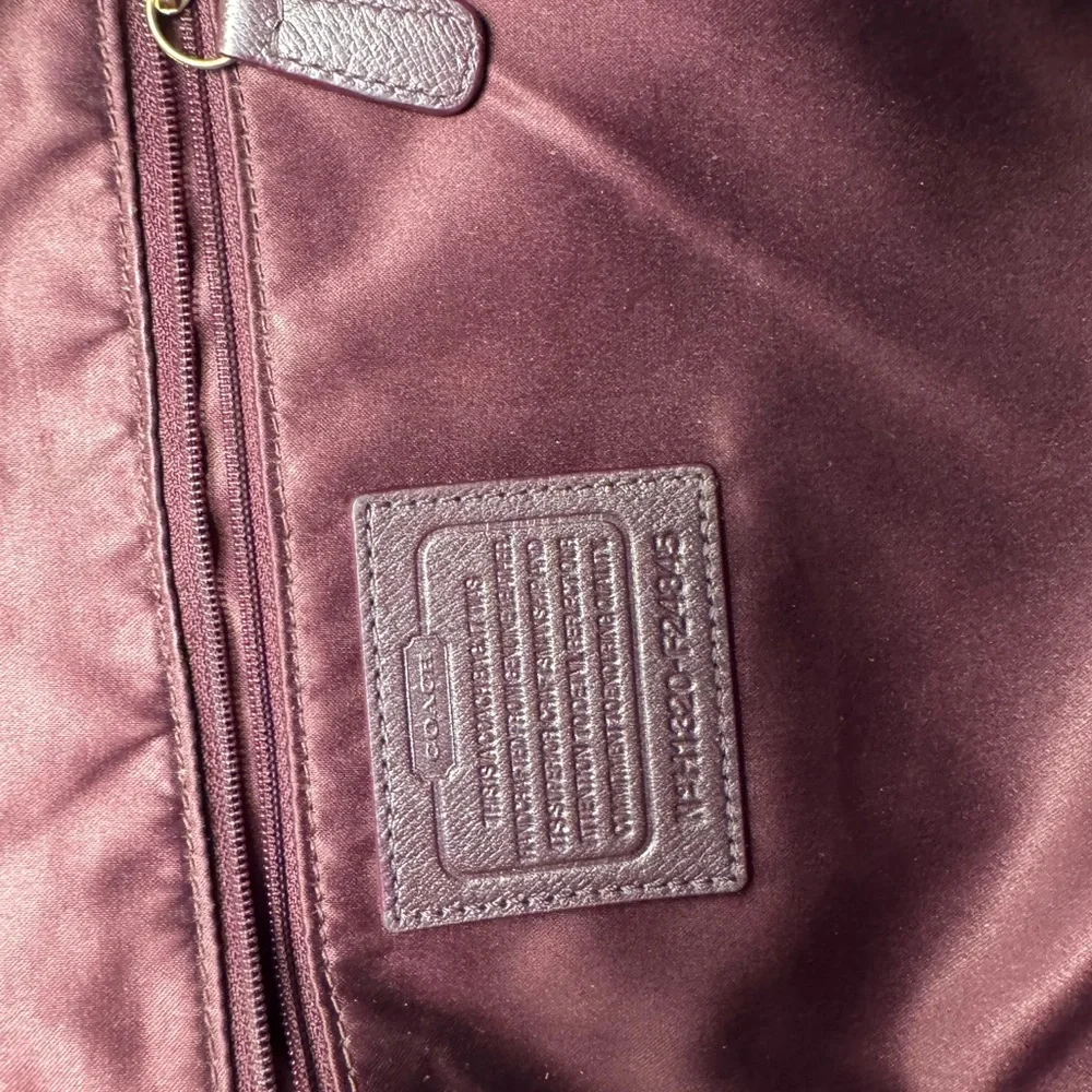 Coach Campbell Turnlock Leather Large Satchel Bag in Pearlized Plum/Brass